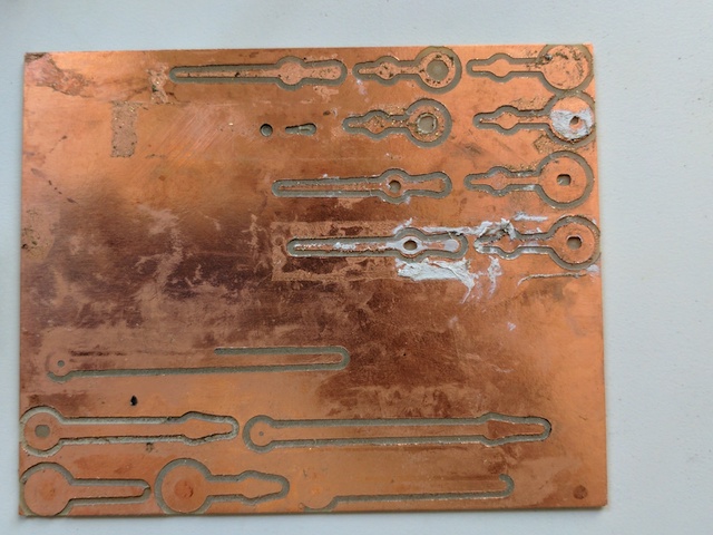Copper PCB spoilboard from several experiments